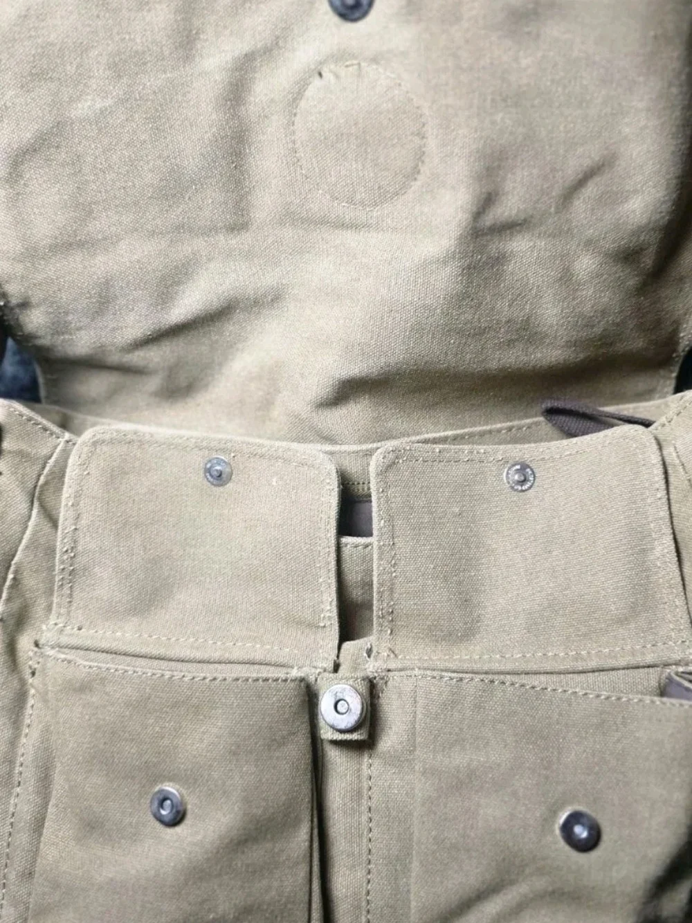 Canvas Messenger Bag in Olive Green with Front Zip